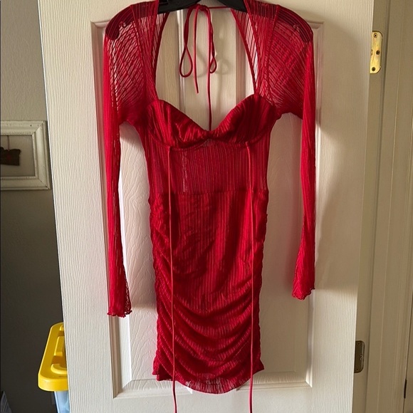 Lucy In The Sky Los Angeles Red Semi Sheer Mini dress size M - Picture 1 of 9